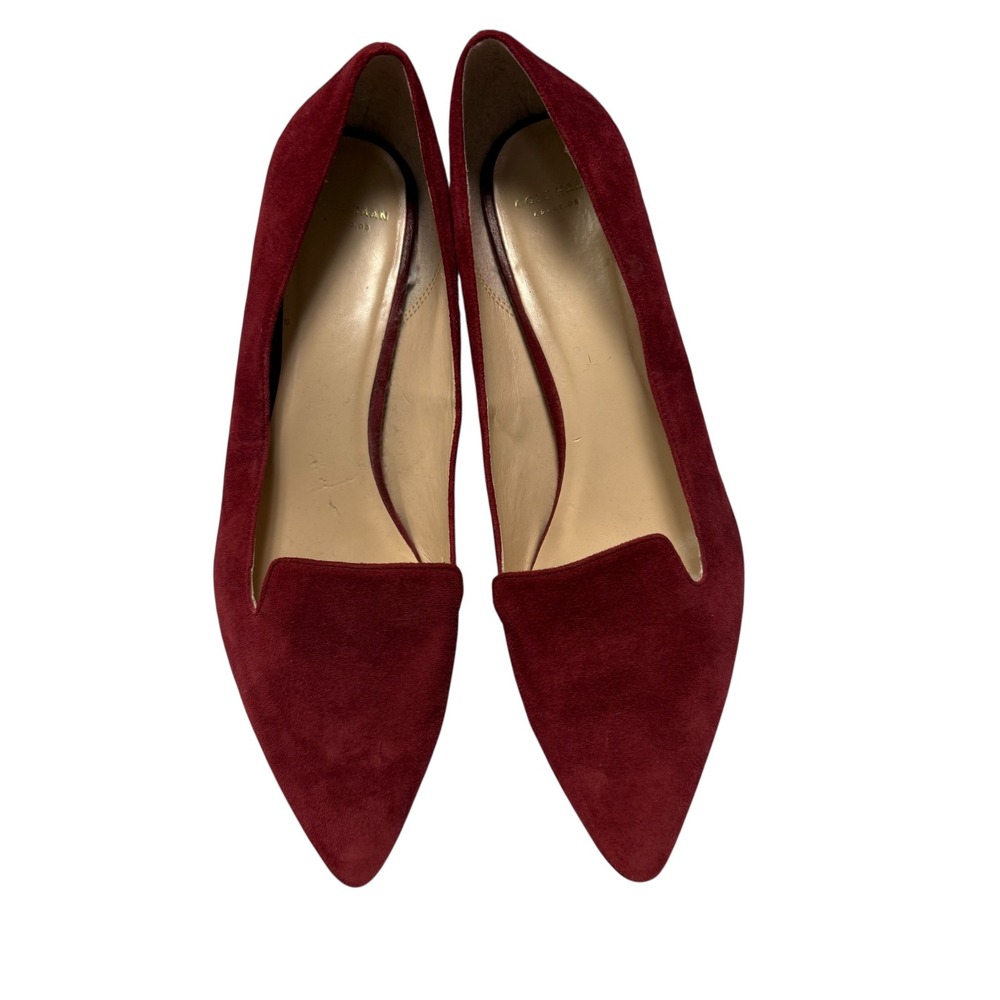 Cole Haan Grand.OS Womens 9.5B Burgundy Suede Pointed Toe‎ Kitten Heel Pumps - Picture 2 of 5